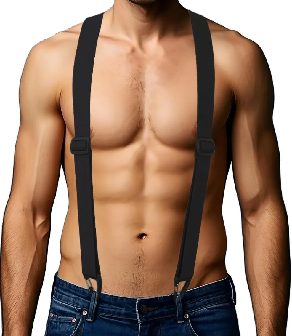 1.5 In Y Belt Loop Suspenders for Unisex Under Clothing with 3 Hooks.