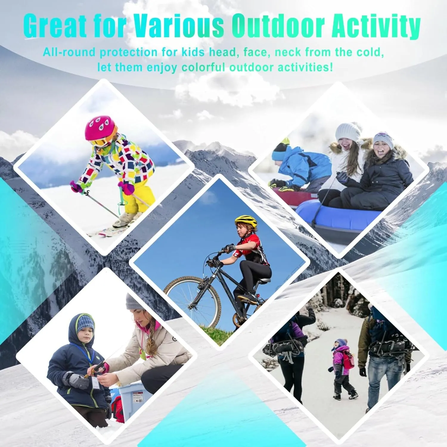2 Pack Kids Balaclava Face Mask for Boy Girl, Winter Hat Ski Mask for Cold Weather, Windproof Face Warmer for Skiing Cycling