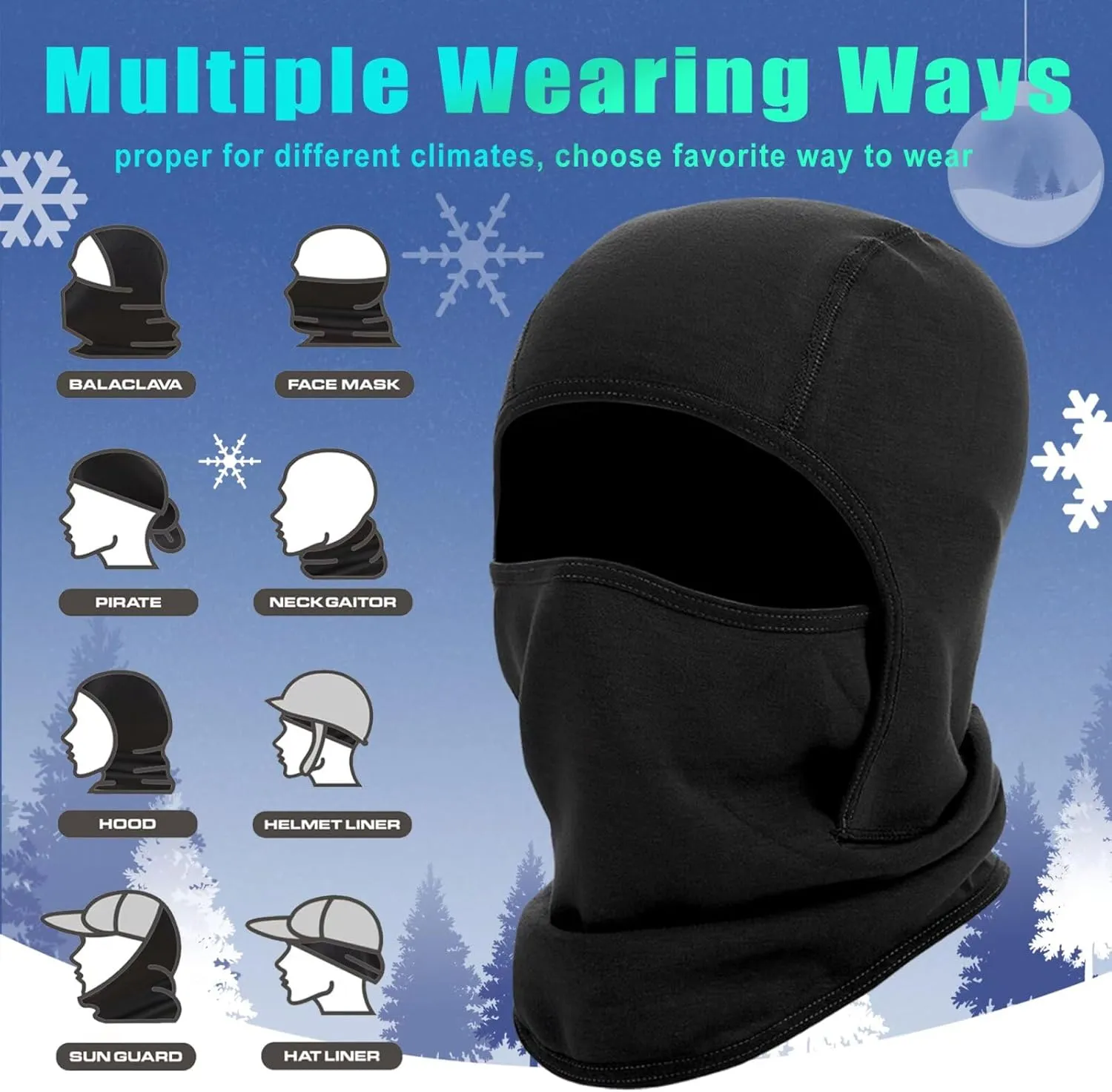 2 Pack Kids Balaclava Face Mask for Boy Girl, Winter Hat Ski Mask for Cold Weather, Windproof Face Warmer for Skiing Cycling