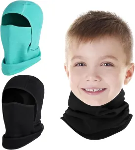 2 Pack Kids Balaclava Face Mask for Boy Girl, Winter Hat Ski Mask for Cold Weather, Windproof Face Warmer for Skiing Cycling