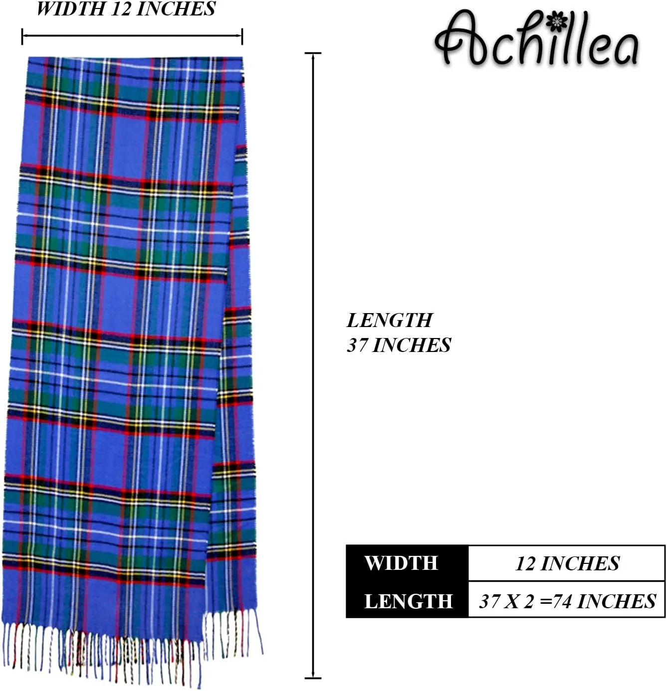 Achillea Soft & Warm Tartan Plaid Checked Cashmere Feel Winter Scarf Unisex