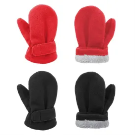 American Trends 2 Pairs Toddler Mittens Unisex Lined Fleece Gloves Winter Warm kids Mitten for Baby Boys and Girls