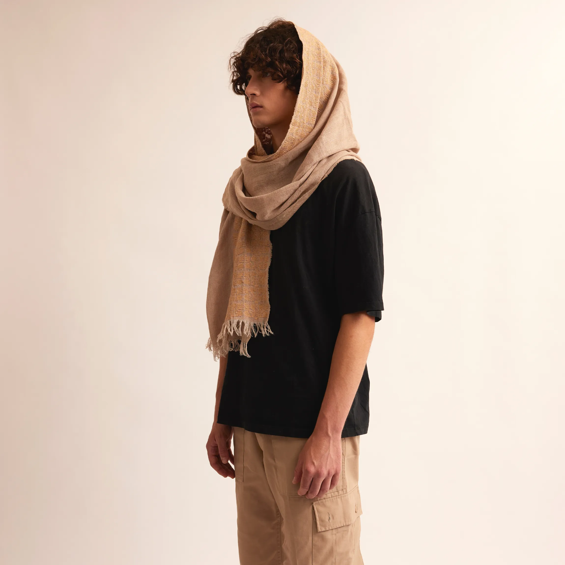 BEIGE LINEN SHAWL BEIGE SINEAD
