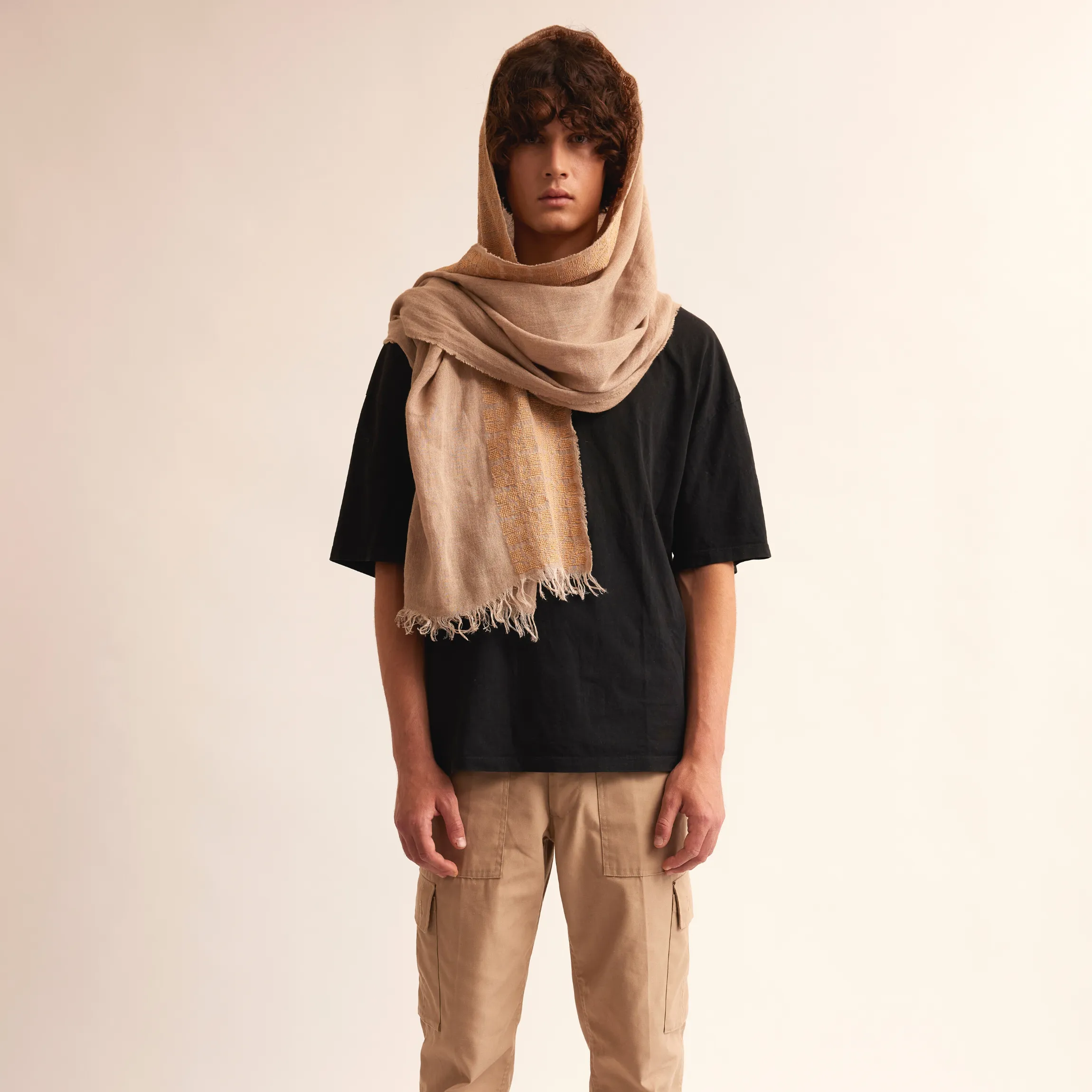 BEIGE LINEN SHAWL BEIGE SINEAD