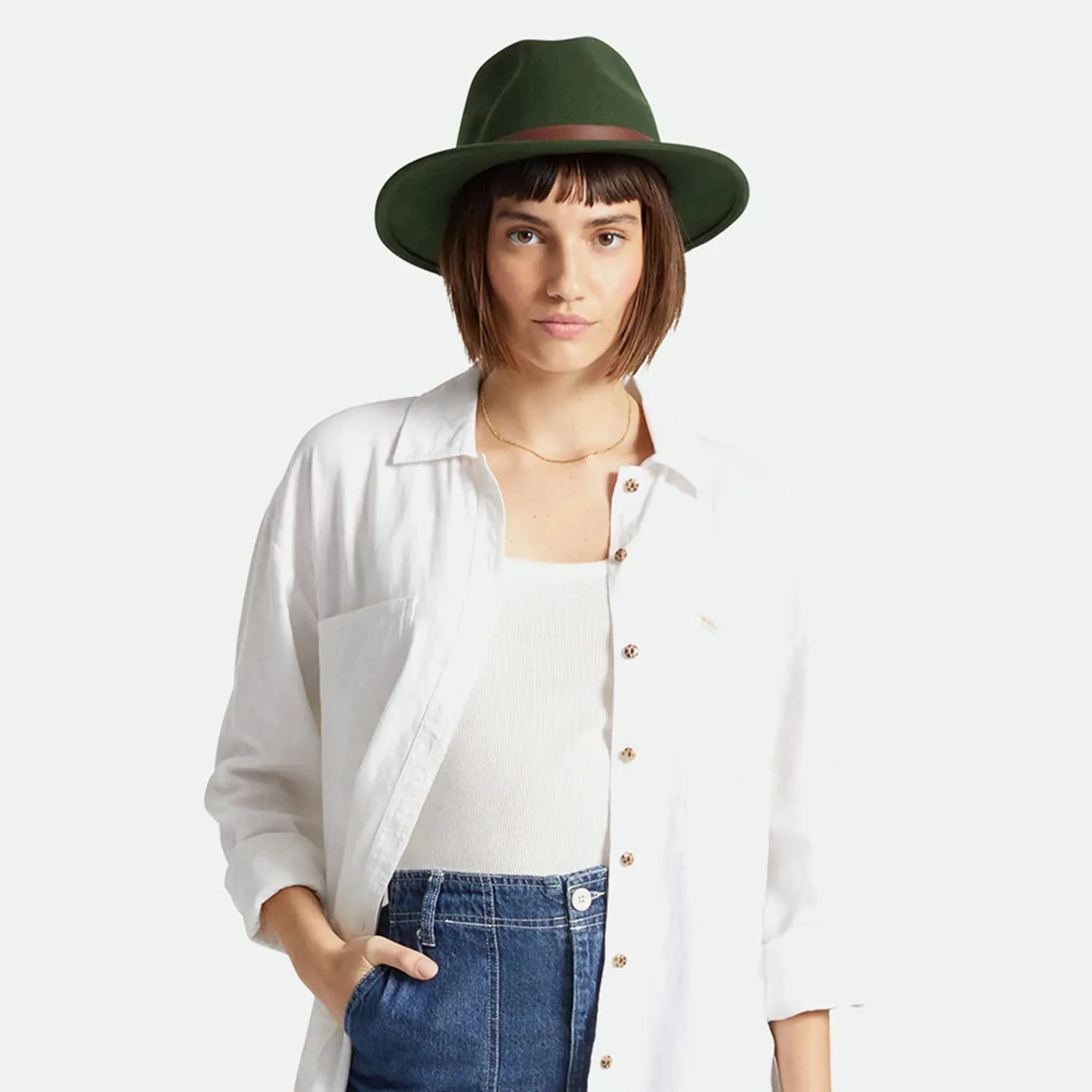 Brixton Messer Fedora in Moss