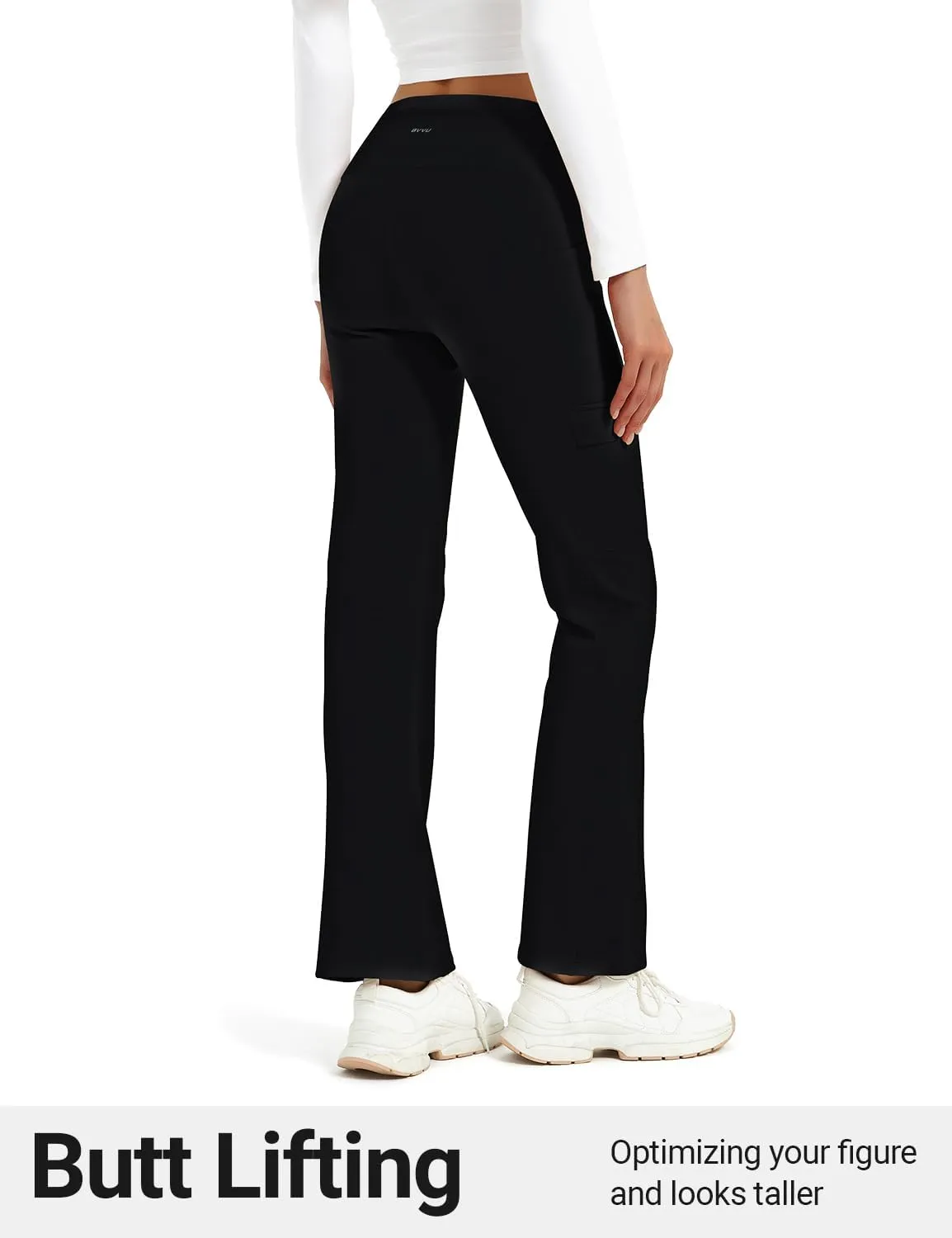 BVVU Women's Fleece Lined Pants Hiking Crossover Flare Winter Thermal Pants Water Resistant Outdoor Bootcut Warm Joggers