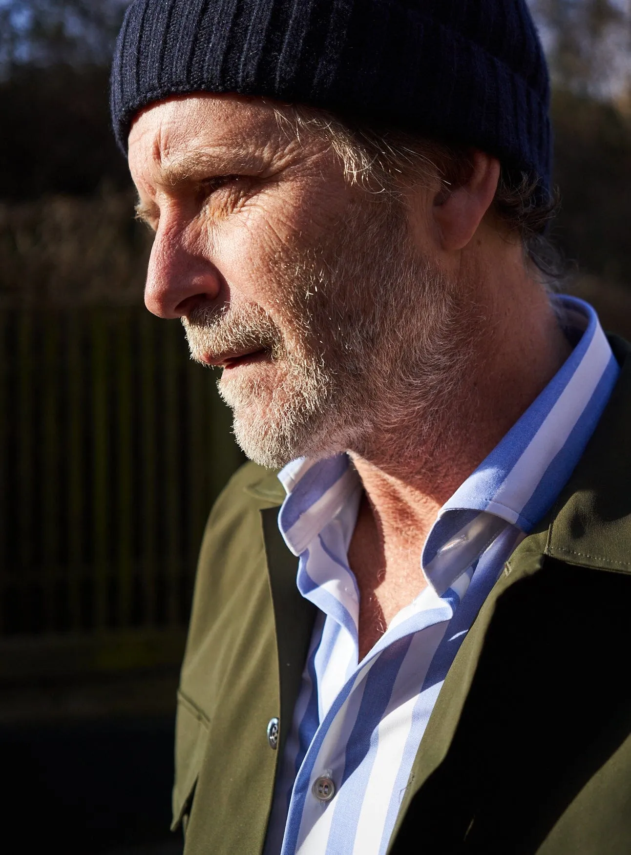 Cashmere Navy Ribbed Beanie Hat