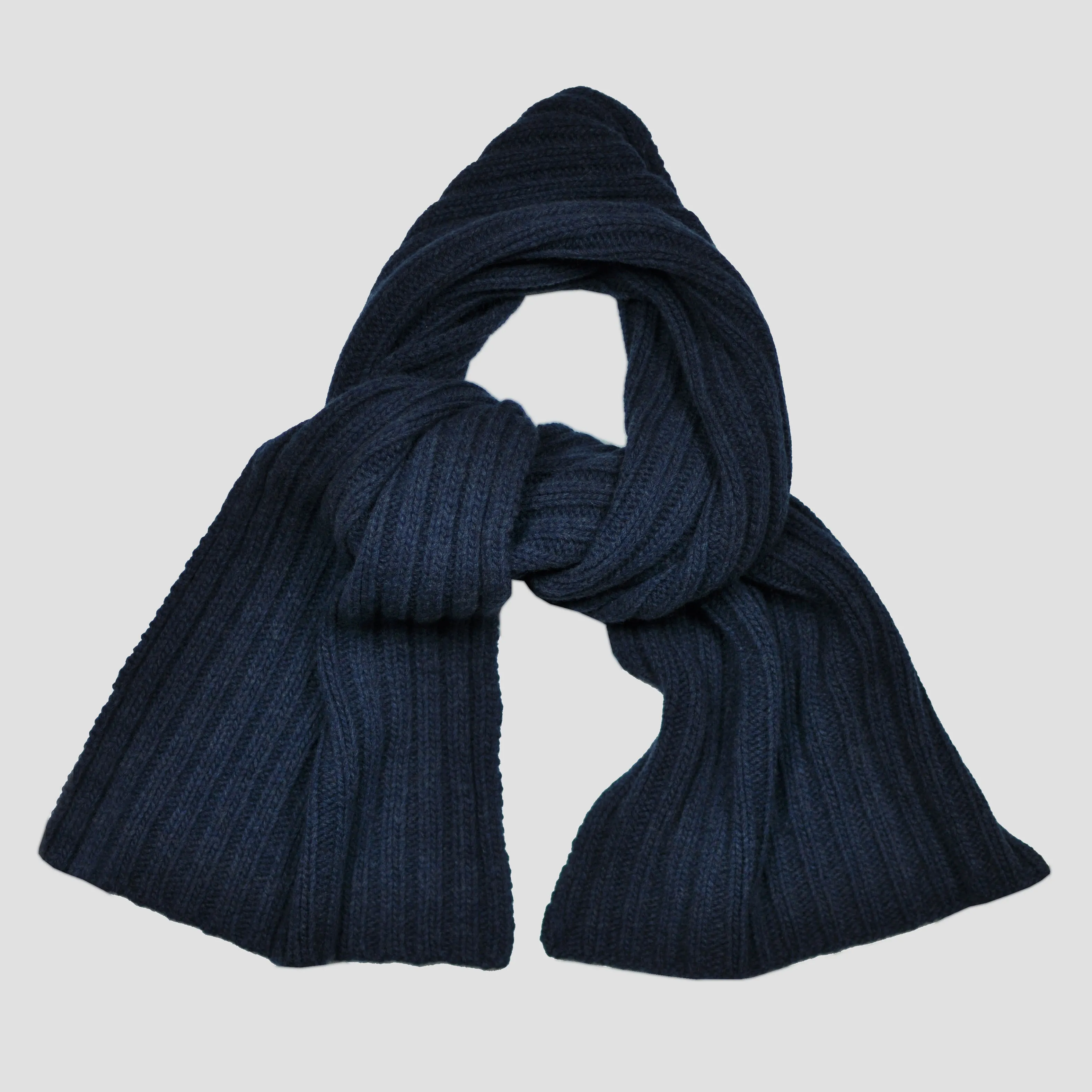 Chunky Merino Rib Scarf in Blue