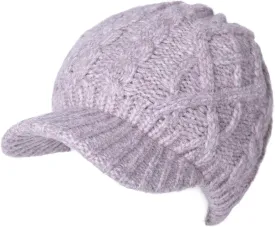 Comhats Womens Winter Wool Newsboy Hats Knitted Billed Crochet Beanies with Brim Skull Visors Ski Casual