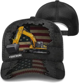Custom Made Excavator Mesh Trucker Hat with Adjustable Excavator Related Netback Caps Accessories for Men