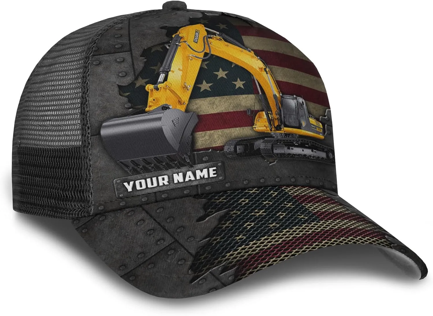 Custom Made Excavator Mesh Trucker Hat with Adjustable Excavator Related Netback Caps Accessories for Men