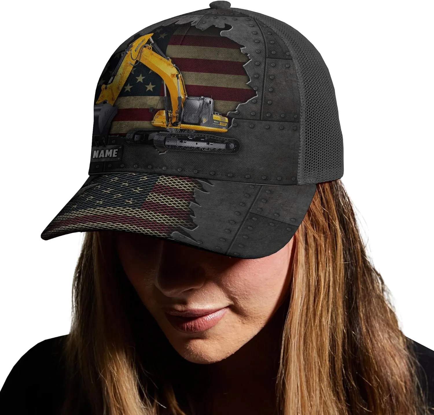 Custom Made Excavator Mesh Trucker Hat with Adjustable Excavator Related Netback Caps Accessories for Men