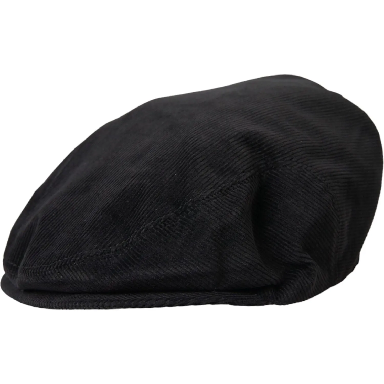 Dolce & Gabbana Black Corduroy Crown Newsboy Hat Men