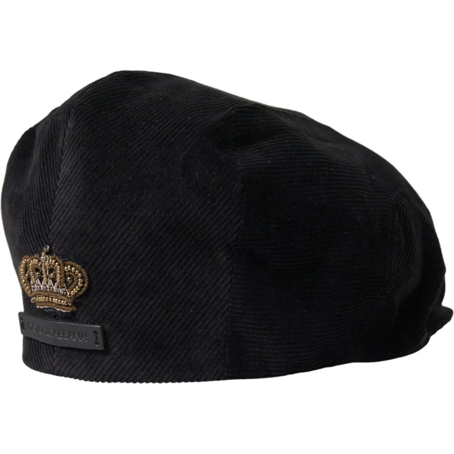 Dolce & Gabbana Black Corduroy Crown Newsboy Hat Men