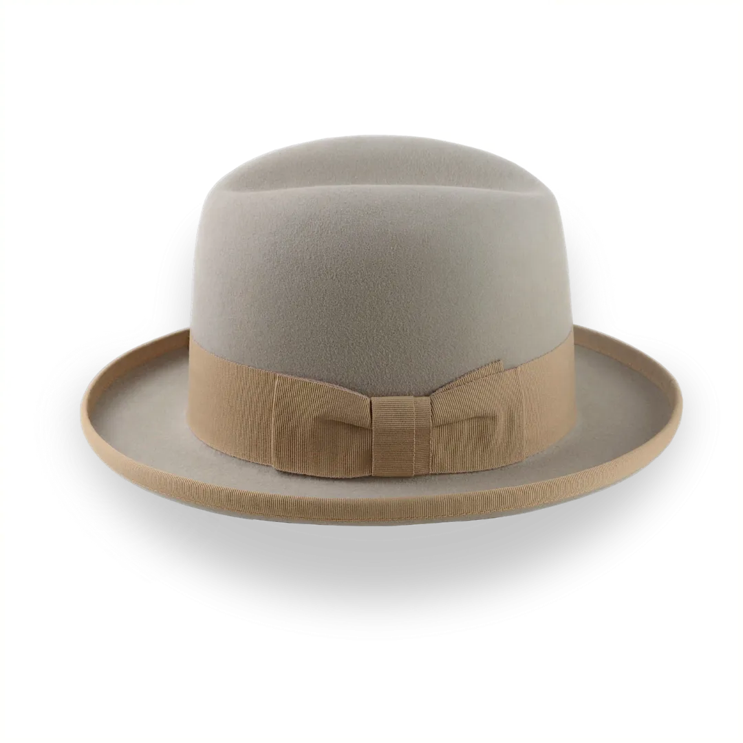 Elegant Homburg Hat For Men in Castor Beige Fur Felt | The Mage