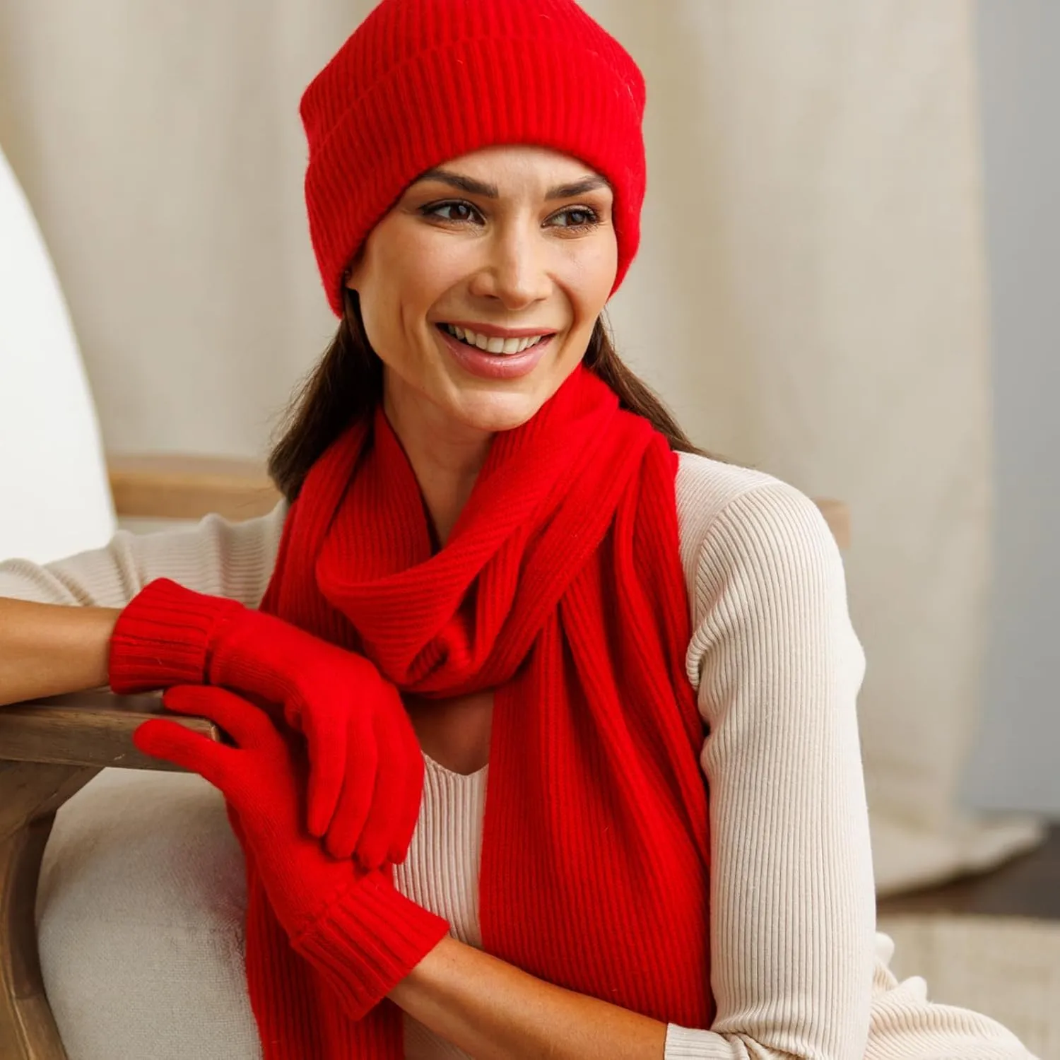 Fishers Finery Women's 100% Cashmere Ribbed Knit Winter Scarf | Black Label Box