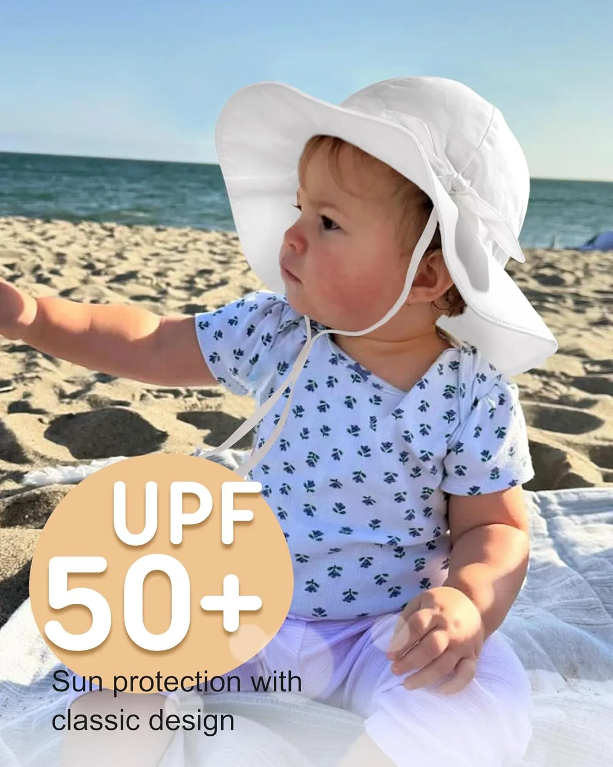 FURTALK Baby Sun Hat Summer Beach Hats with UPF 50  Sun Protection Wide Brim for Baby Toddler Sun Hat Cap