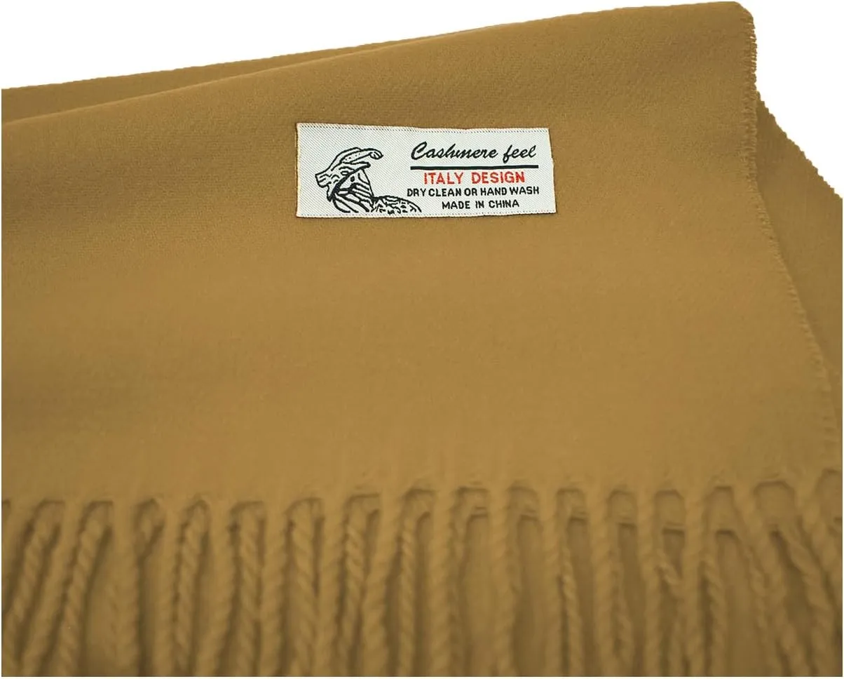 Glory Max Unisex Plain Solid Color Winter Scarf Cashmere Feel Soft Classic 72"x12"