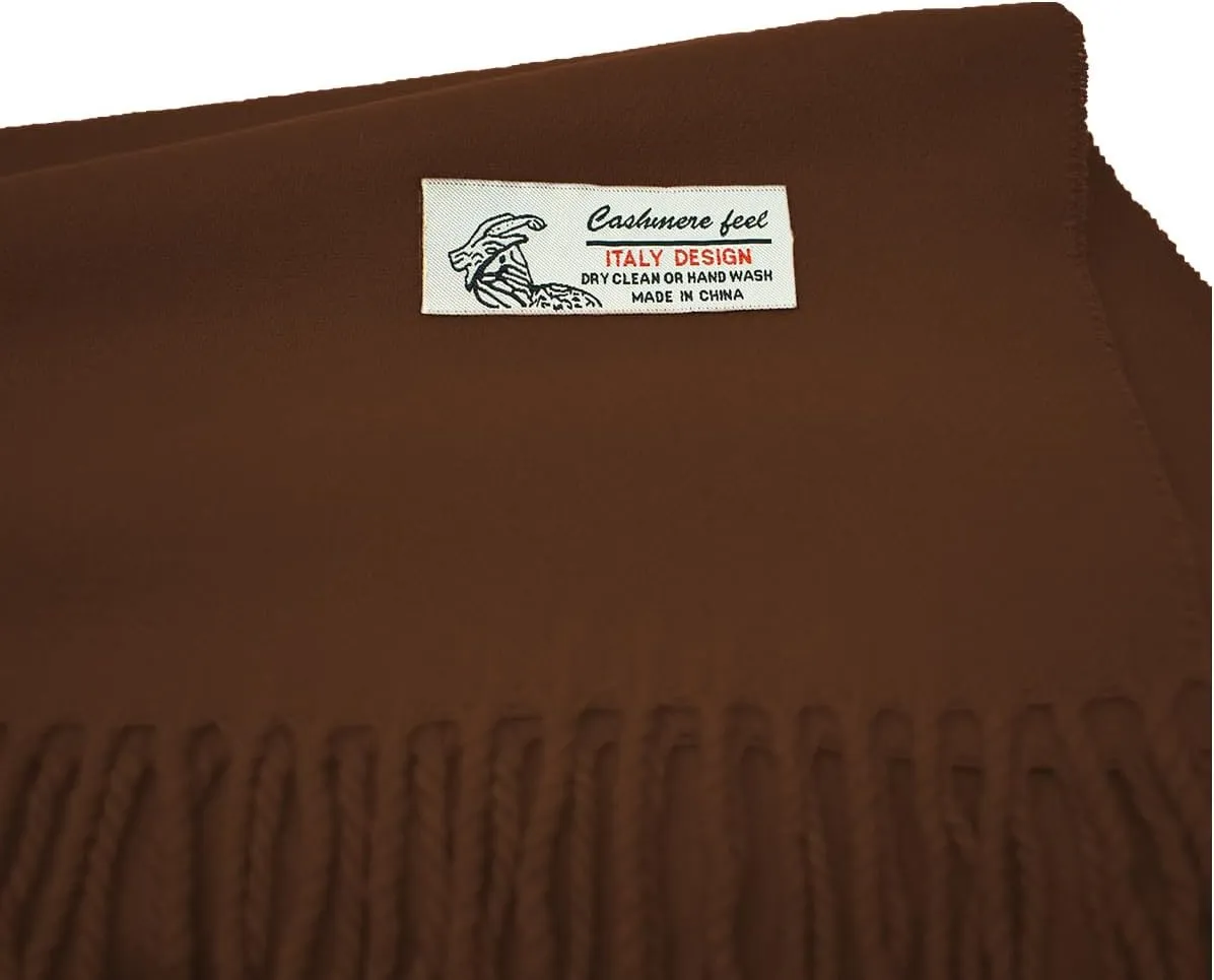 Glory Max Unisex Plain Solid Color Winter Scarf Cashmere Feel Soft Classic 72"x12"