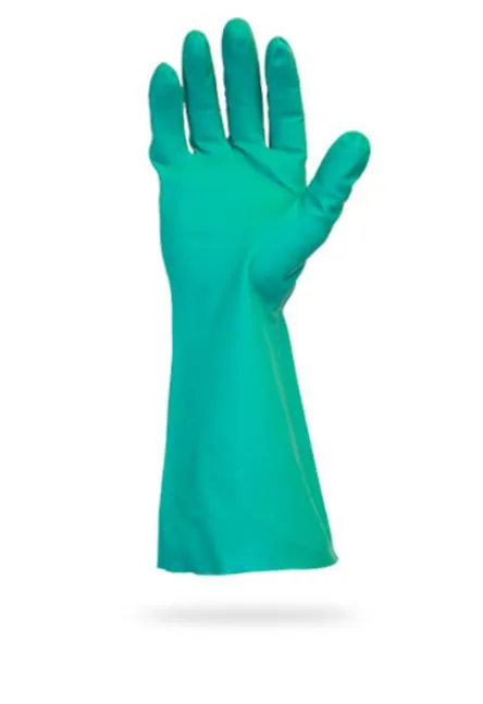 Green Flock Lined 13" Nitrile Gloves | 15 mil | Chemical & Fat Resistant