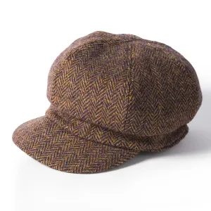 Harris Tweed Ladies Newsboy Cap - Brown by Failsworth