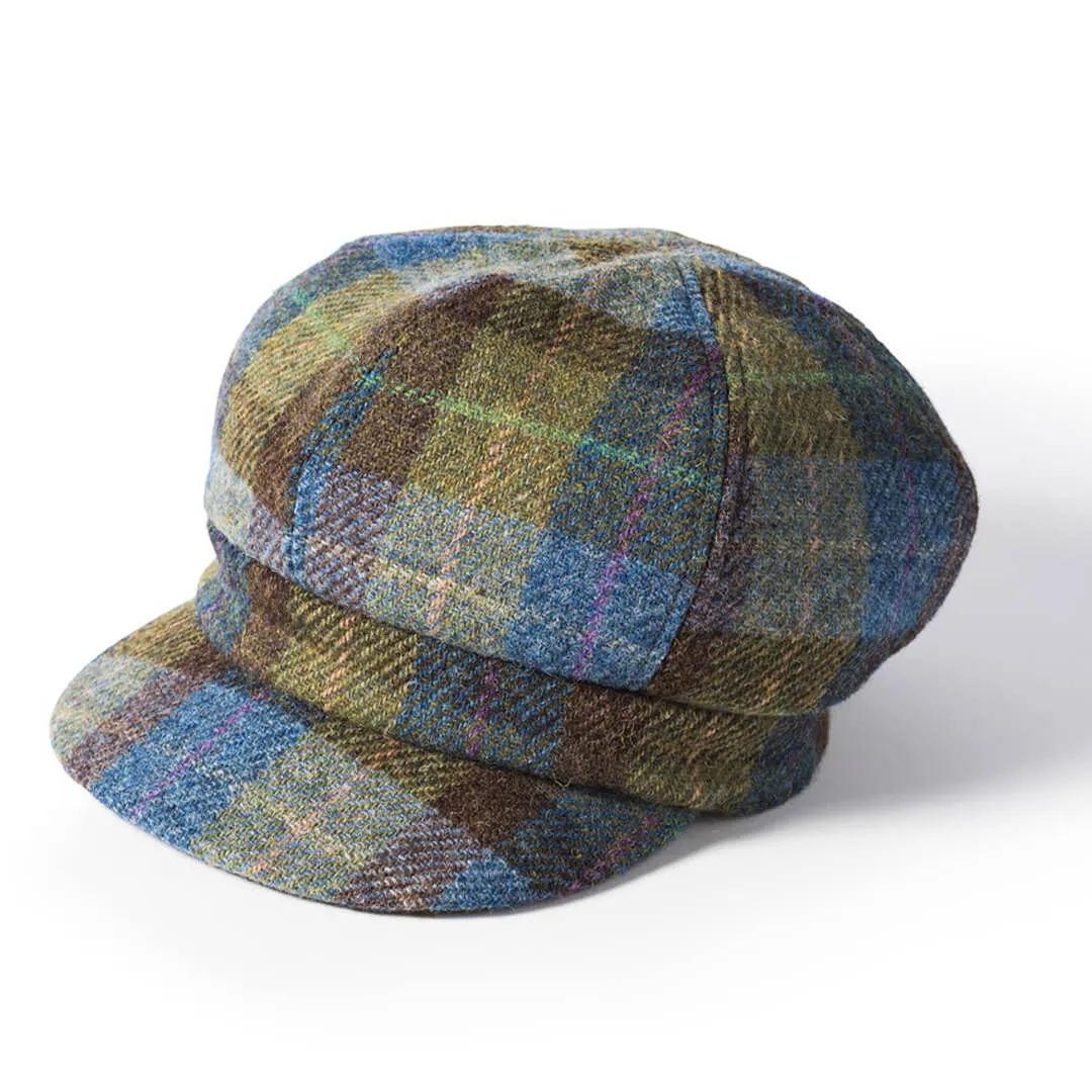 Harris Tweed Ladies Newsboy Cap - Green Check by Failsworth