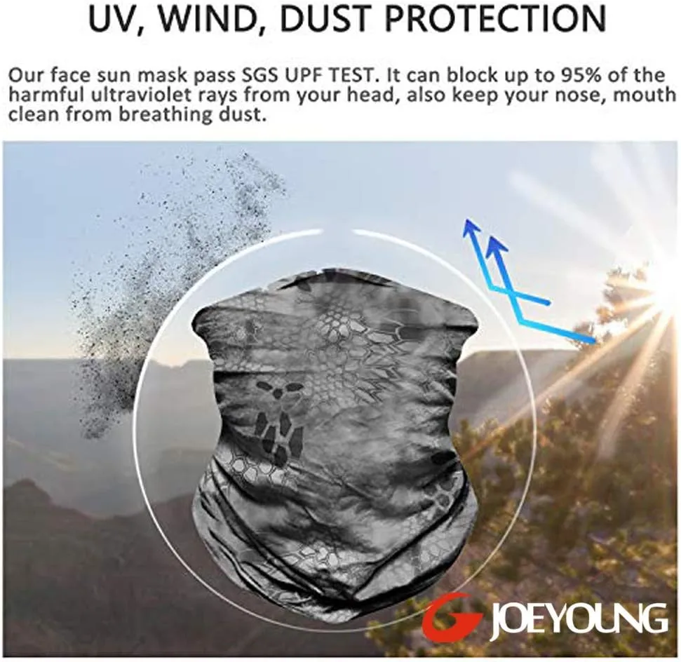 JOEYOUNG 3D Face Sun Mask, Neck Gaiter, Headwear, Magic Scarf, Balaclava, Bandana, Face Mask, Hunting, Running, Motorcycle