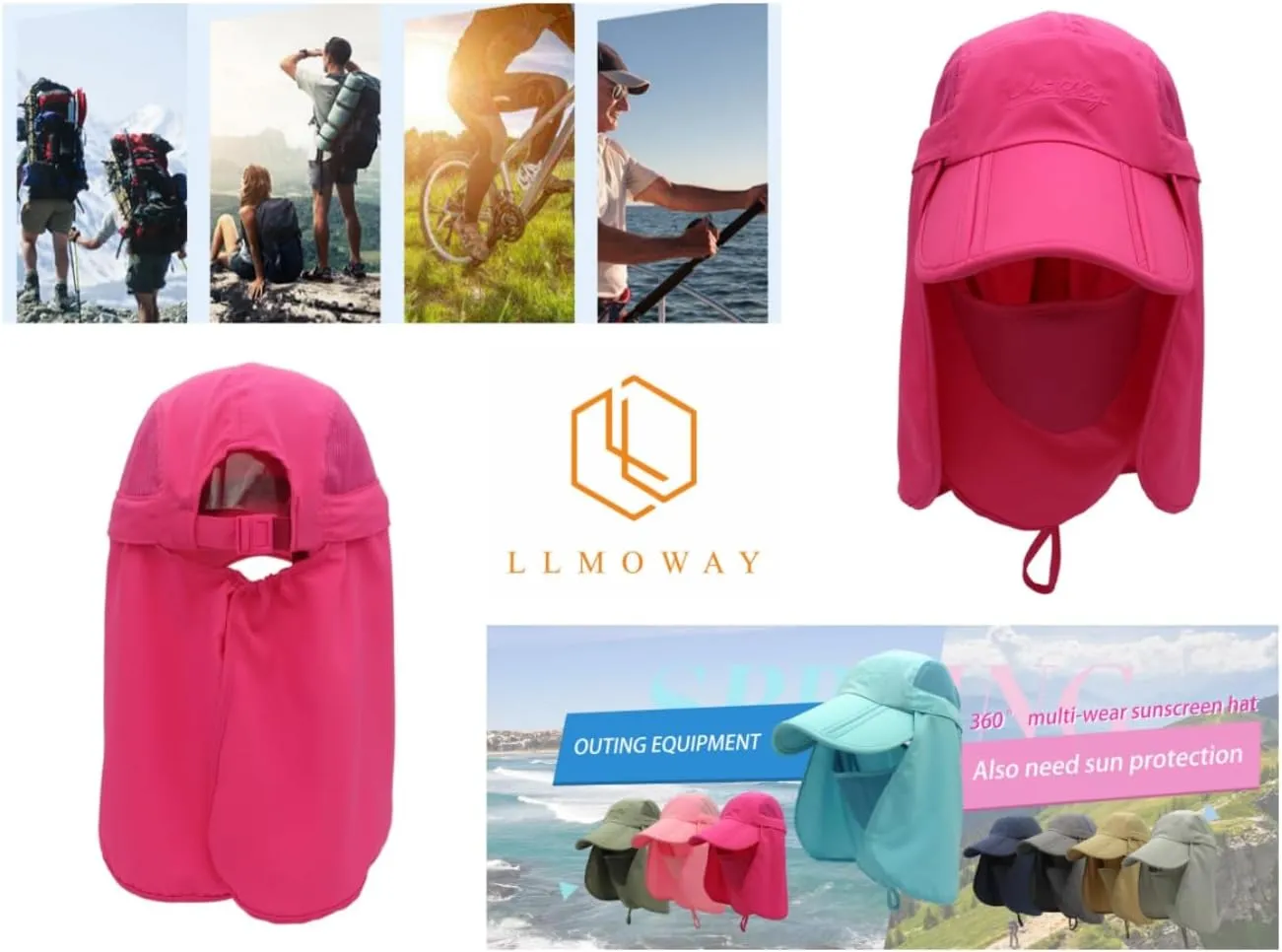 LLmoway Mens Womens Kids Sun Protection Fishing Hat Safari Flap Cap Quick Dry