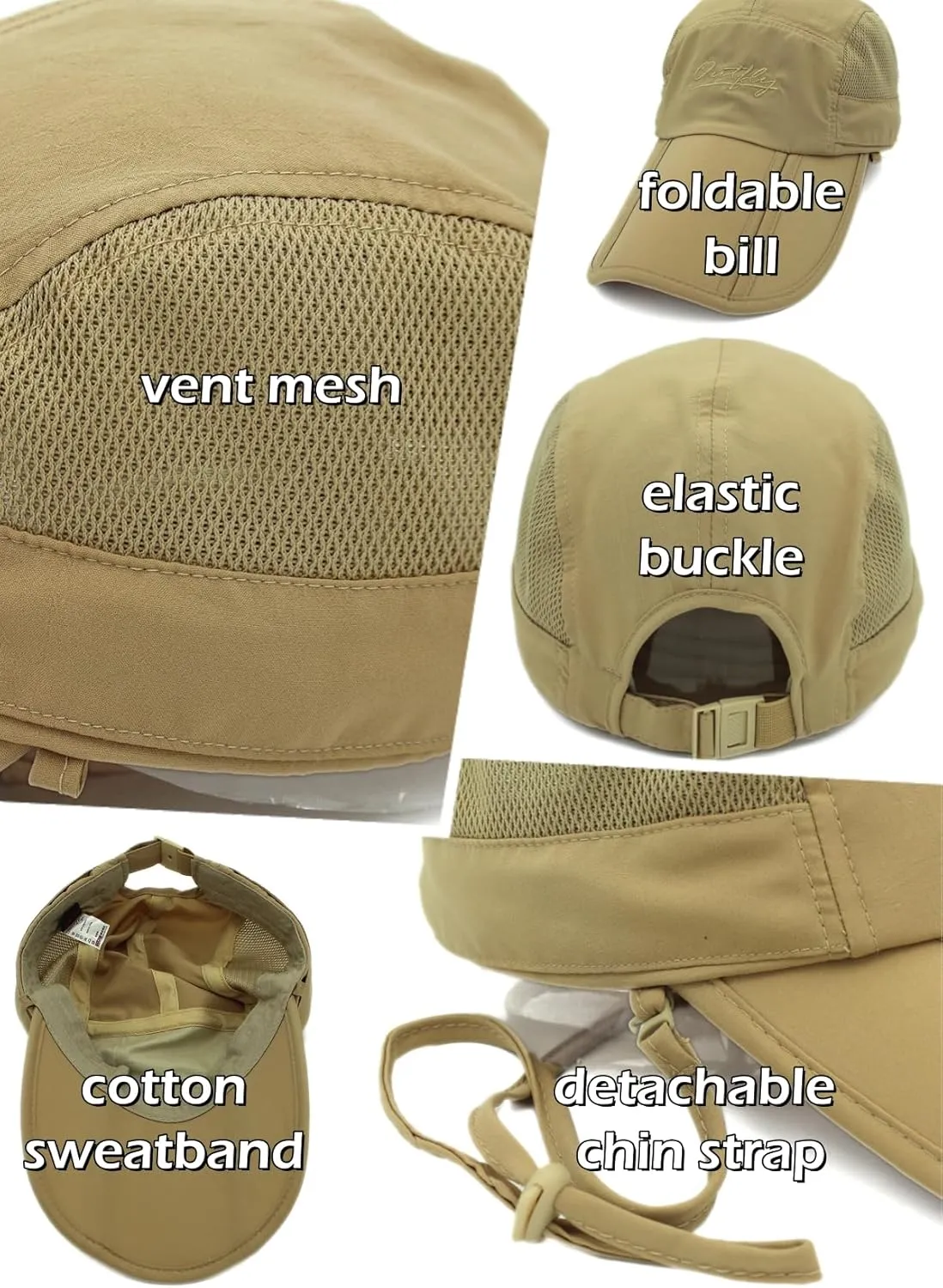 LLmoway Mens Womens Kids Sun Protection Fishing Hat Safari Flap Cap Quick Dry
