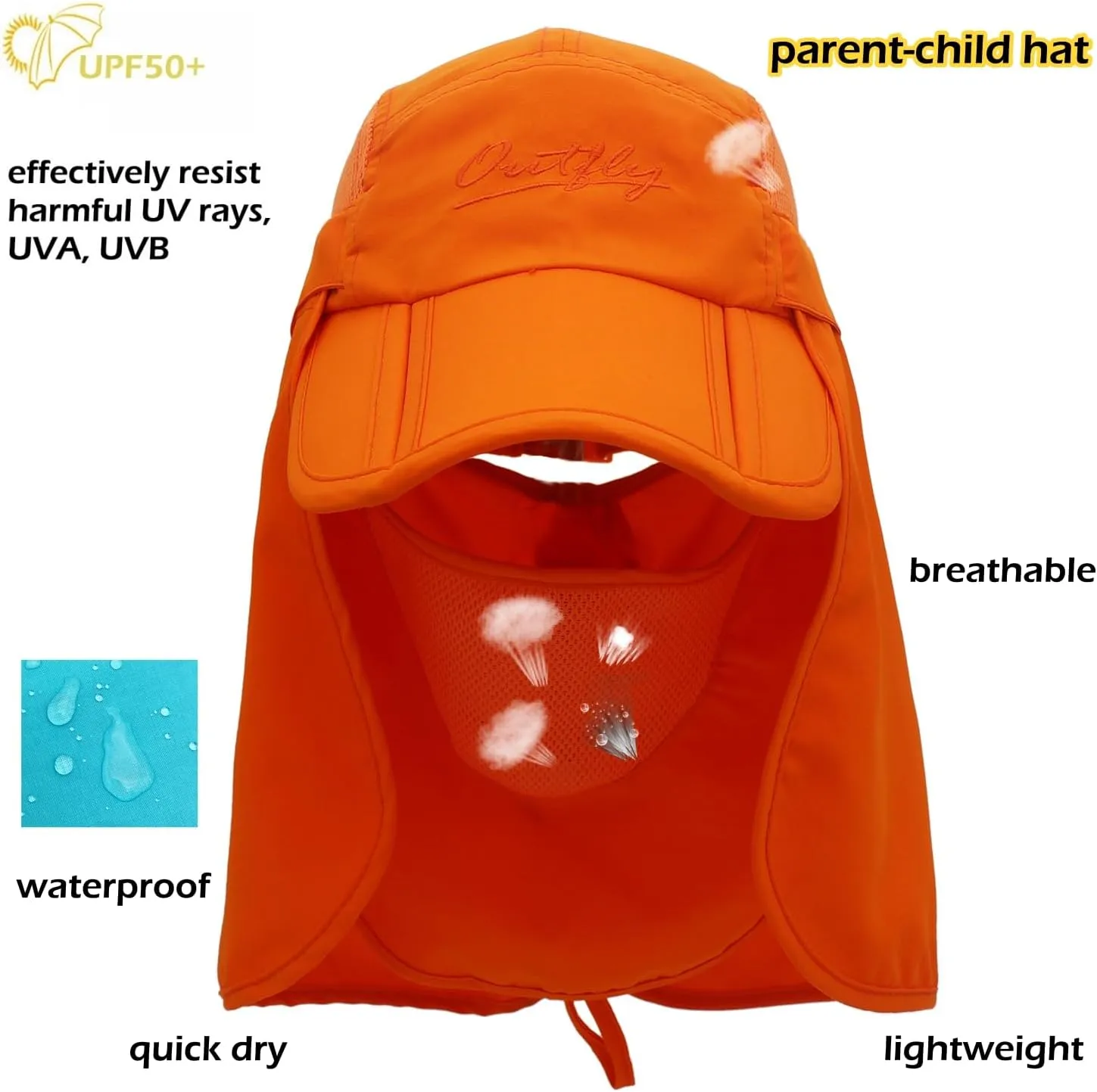 LLmoway Mens Womens Kids Sun Protection Fishing Hat Safari Flap Cap Quick Dry