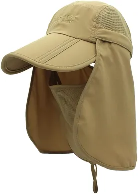 LLmoway Mens Womens Kids Sun Protection Fishing Hat Safari Flap Cap Quick Dry