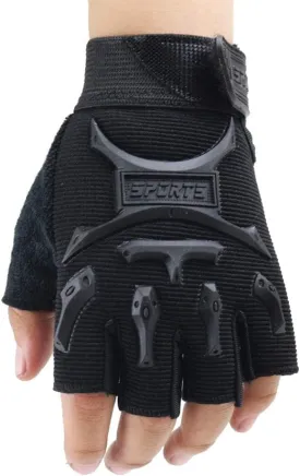 Long Keeper 4-9 Y Kids Half Finger Gloves Boys Girls Anti-slip Sport Tactical Mittens