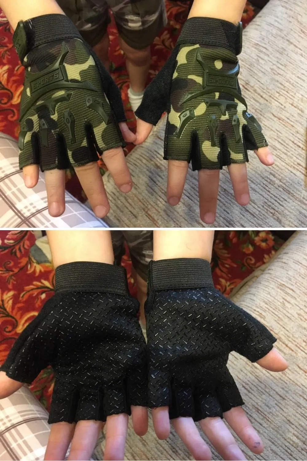 Long Keeper 4-9 Y Kids Half Finger Gloves Boys Girls Anti-slip Sport Tactical Mittens
