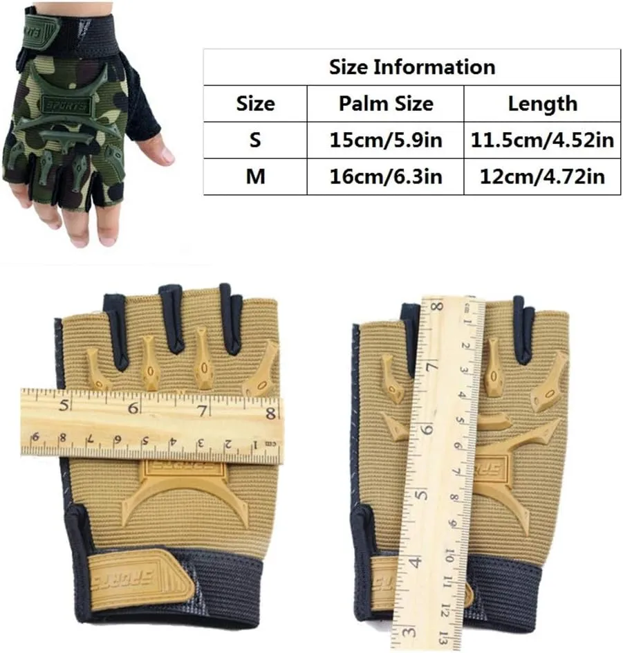 Long Keeper 4-9 Y Kids Half Finger Gloves Boys Girls Anti-slip Sport Tactical Mittens