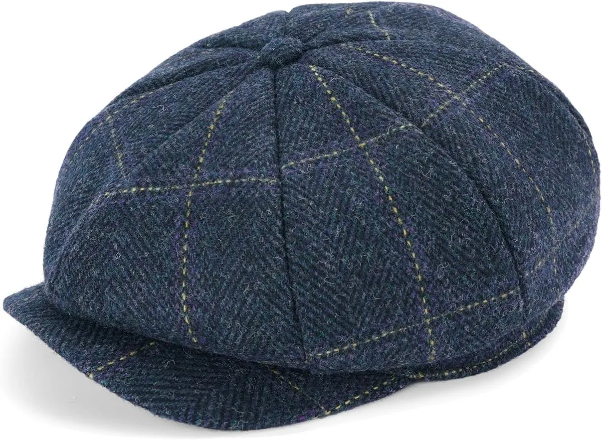 Mens Woolen Newsboy Cap Tweed Gatsby Ivy Cabbie Flat Golf Hat Present for Fathers Women Unisex