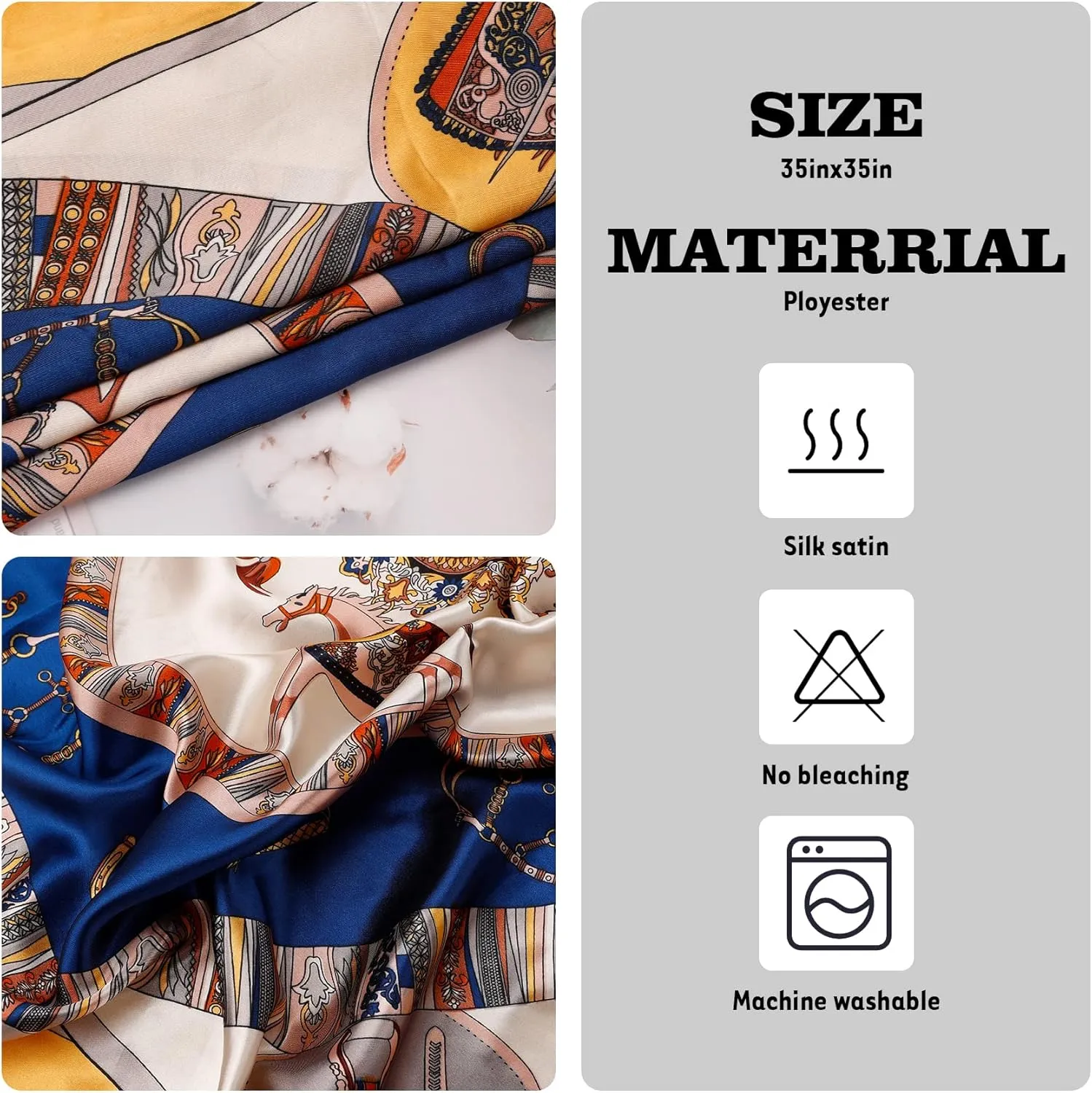 NZKNP Silk-Like Head Scarf - Women's Bandana Wraps