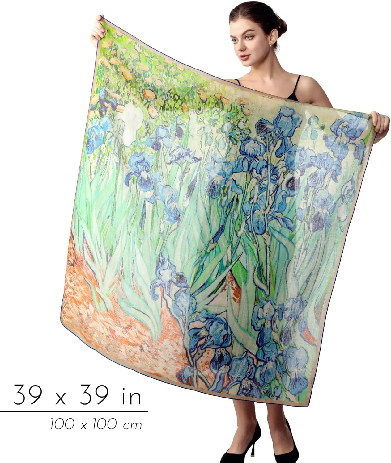 PoeticEHome 100% Cashmere Scarf Wrap  Ultra Soft Large Square Shawl for Women, Artistic Painting Design | Luxury Gift Box