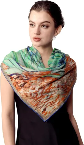 PoeticEHome 100% Cashmere Scarf Wrap  Ultra Soft Large Square Shawl for Women, Artistic Painting Design | Luxury Gift Box