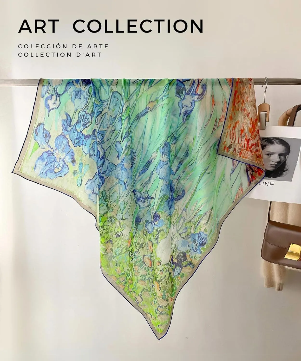 PoeticEHome 100% Cashmere Scarf Wrap  Ultra Soft Large Square Shawl for Women, Artistic Painting Design | Luxury Gift Box