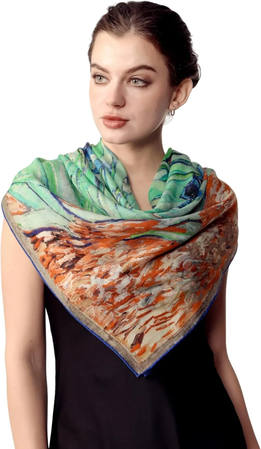 PoeticEHome 100% Cashmere Scarf Wrap  Ultra Soft Large Square Shawl for Women, Artistic Painting Design | Luxury Gift Box