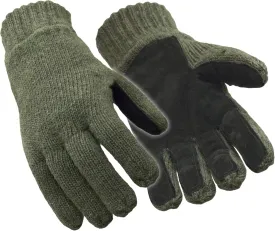 RefrigiWear Insulated Fleece Lined Ragg Wool Gloves with Leather Palm