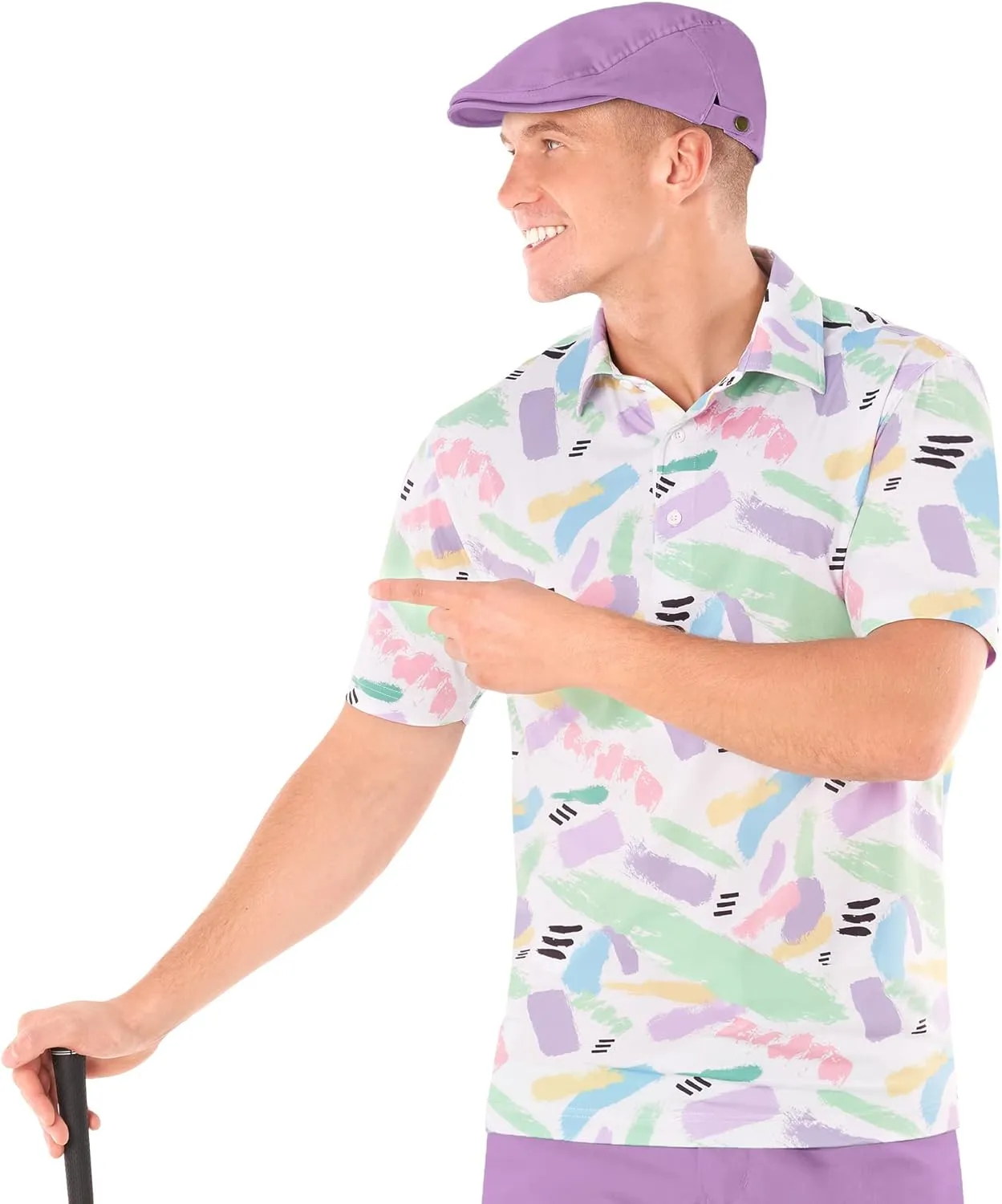 Royal & Awesome Pastel Golf Hats Men, Funny Golf Hats, Mens Newsboy Cap, Flat Cap Style, Bright Pastel Design, One Size