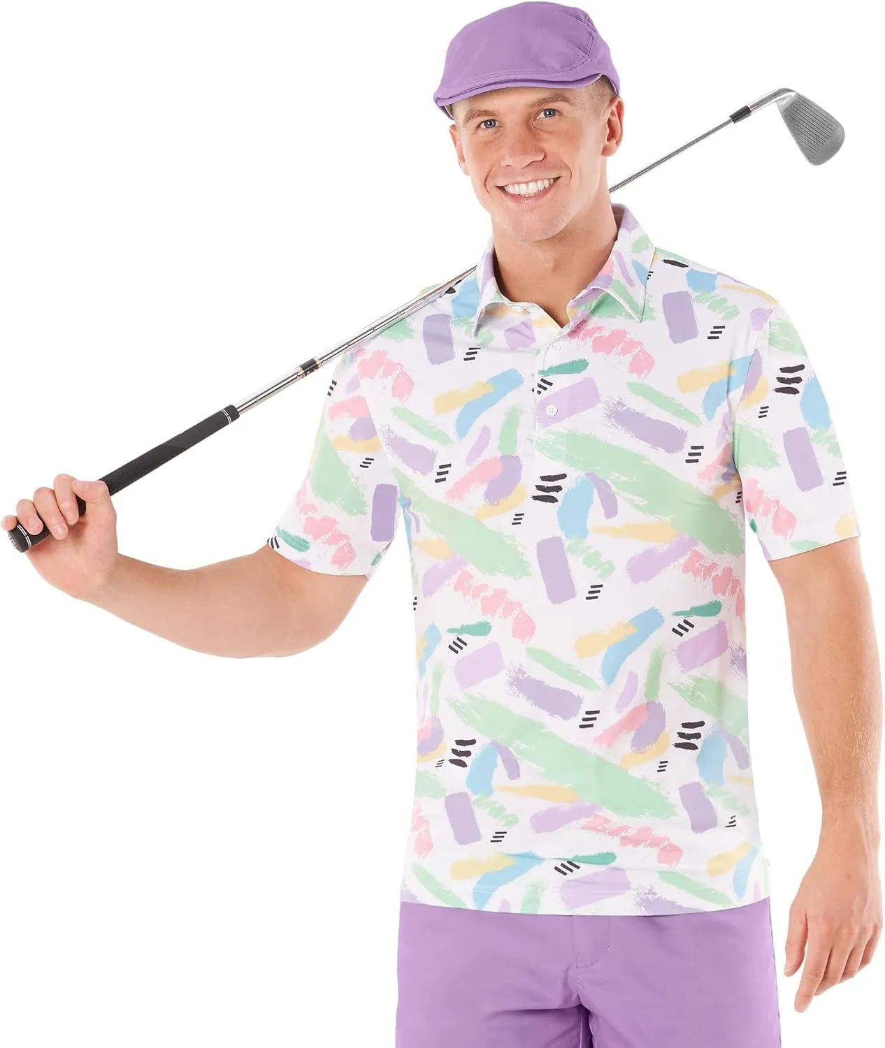 Royal & Awesome Pastel Golf Hats Men, Funny Golf Hats, Mens Newsboy Cap, Flat Cap Style, Bright Pastel Design, One Size