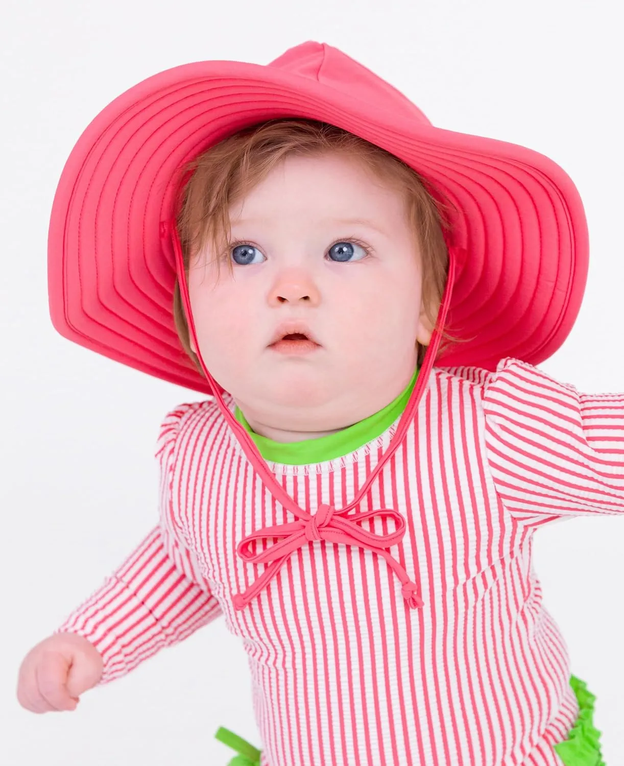 RuffleButts Baby/Toddler Girls UPF 50  Sun Protective Wide Brim Swimwear Sun Hat
