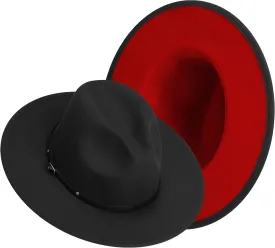 SAJUZEN Wide Brim Fedora Hats for Women Mens Felt Fedora Hats with Belt Buckle