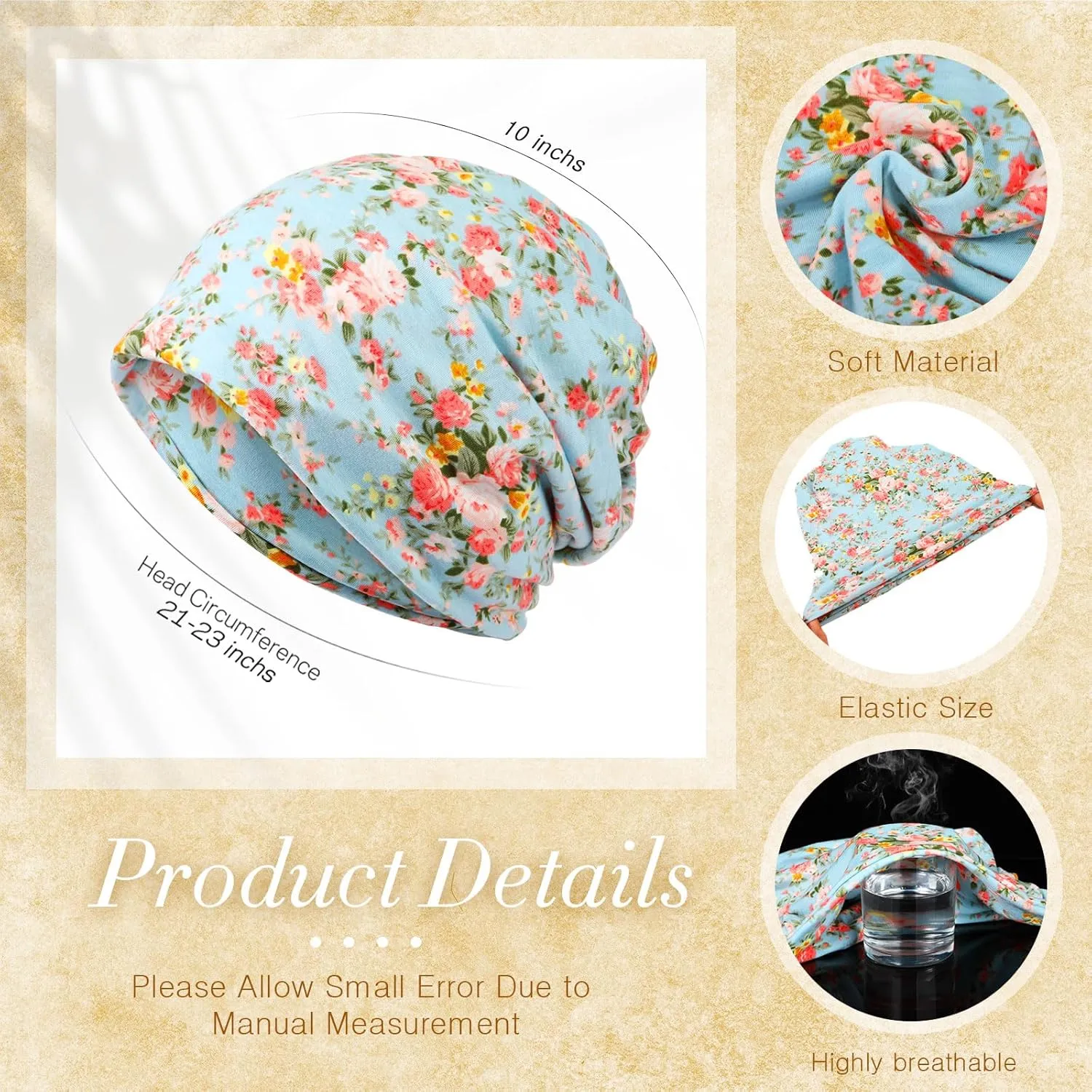 SATINIOR 5 Pieces Women's Slouchy Beanie Chemo Hat Stretch Cancer Head Wraps Sleep Head Scarf for Cancer Patient