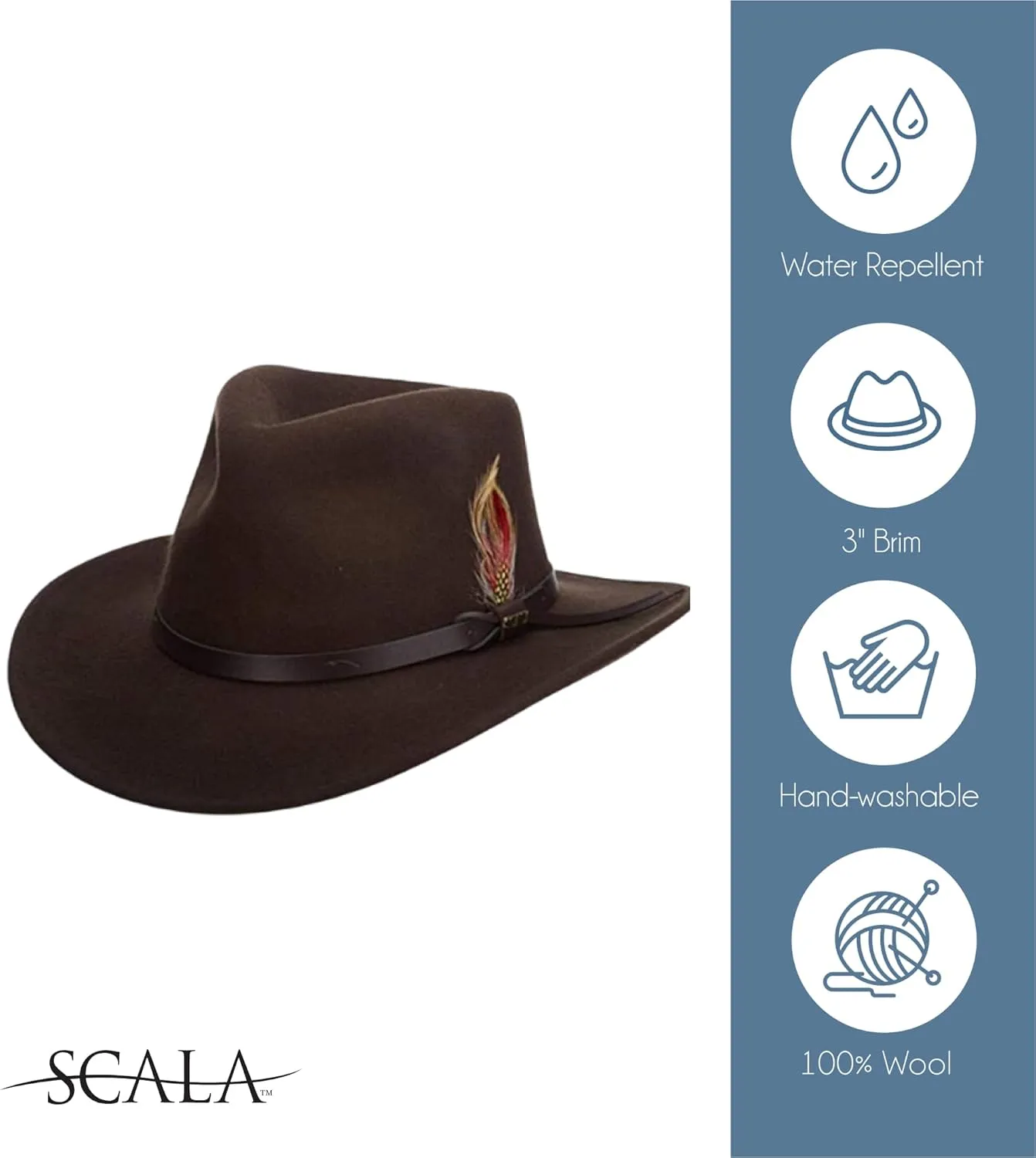 Scala Classico Men's Crushable Felt Outback Hat