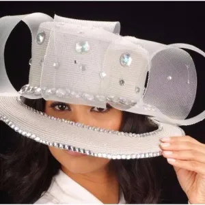 SG5011-Silver Straw Hat with Rhinestone and Horsehair