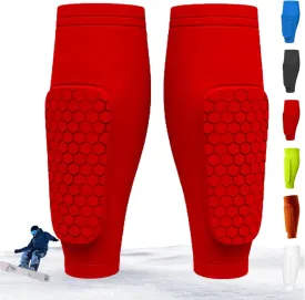 Ski Shin Guards, Frost Armours Ski Shields, Shin Defender Shin Guards, Shinbang Protector 2.0, Compression Sleeve with Honeycomb Pads, Breathable Elastic Anti-Collision Leggings for Skiing