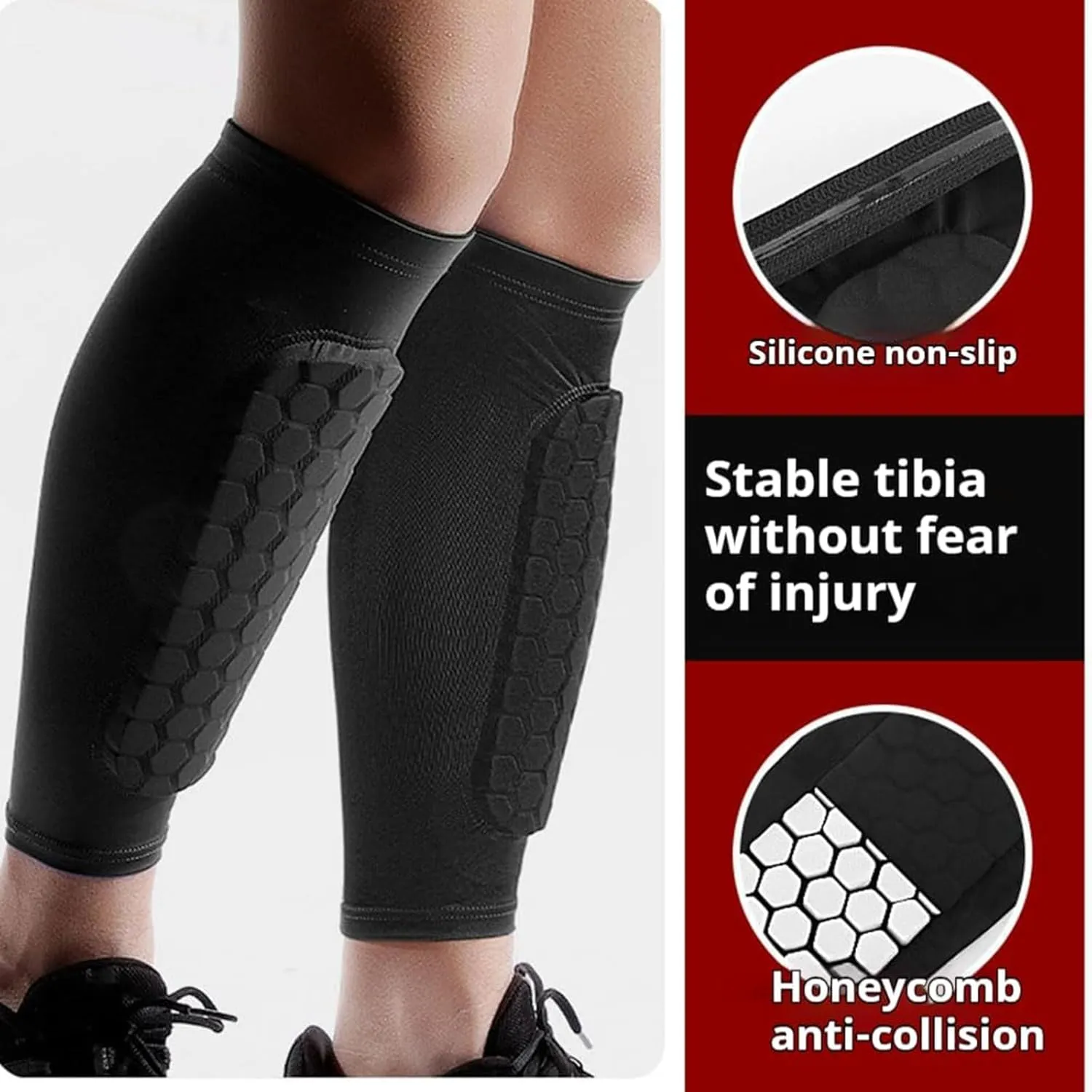 Ski Shin Guards, Frost Armours Ski Shields, Shin Defender Shin Guards, Shinbang Protector 2.0, Compression Sleeve with Honeycomb Pads, Breathable Elastic Anti-Collision Leggings for Skiing